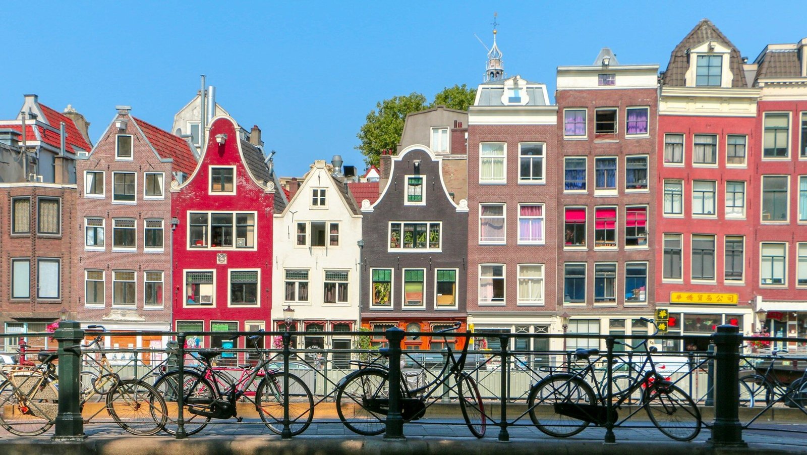 Colorful Amsterdam canal houses and bicycles — perfect short getaway for English travelers