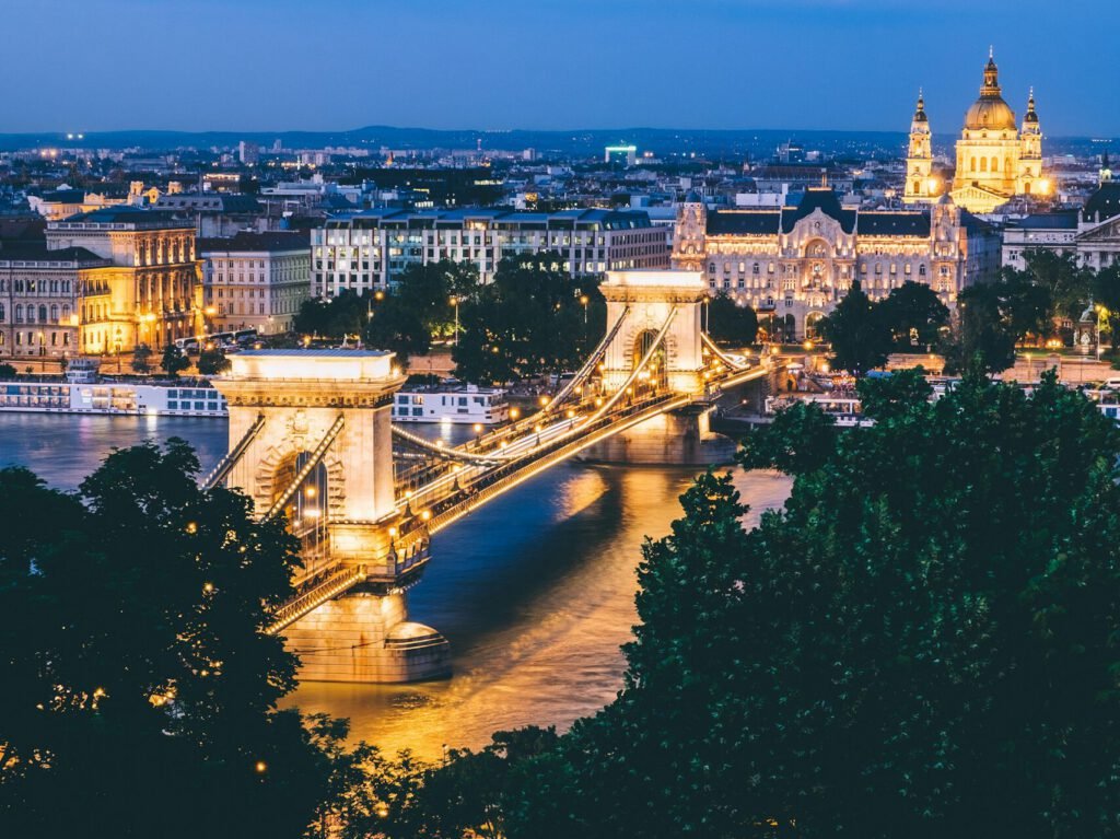 Chain Bridge and Buda Castle at night, Budapest