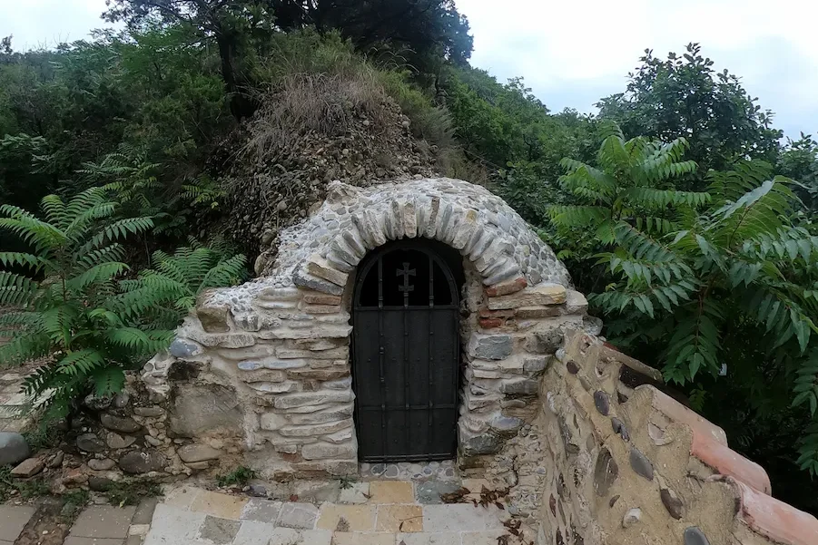 Stone entrance to St Shio’s First Hermitage Cave near Shio Mghvime Monastery